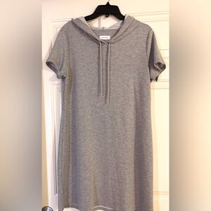 Calvin Klein Gray Short Sleeve Hoodie Dress thin tshirt material